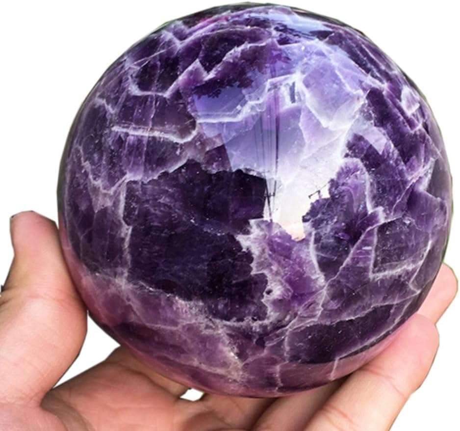 50-60mm Natural Amethyst Crystal Ball, Hand Polished Purple Quartz Sphere, Reiki Healing Decorative Sphere, Chakra Energy Stone Crafts, Feng Shui Home Desktop Ornament, Collectible Crystal Gift