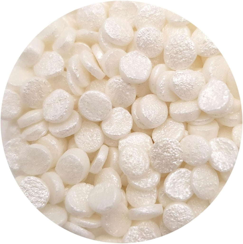 NCS Mini Metallic White Round Confetti Edible Sprinkles – Cupcake, Cake & Cookie Decorations, 8 oz