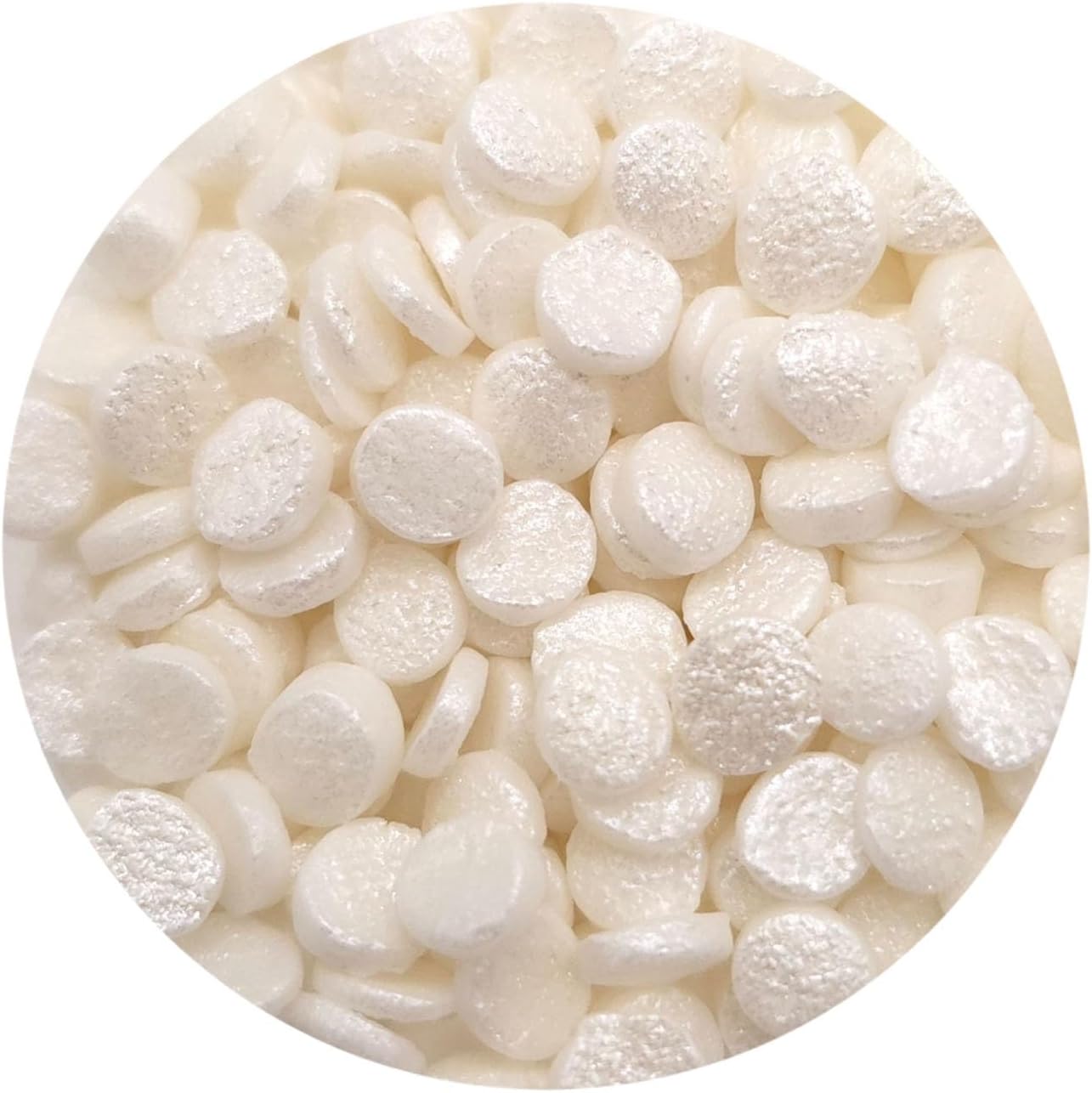 NCS Mini Metallic White Round Confetti Edible Sprinkles – Cupcake, Cake & Cookie Decorations, 8 oz