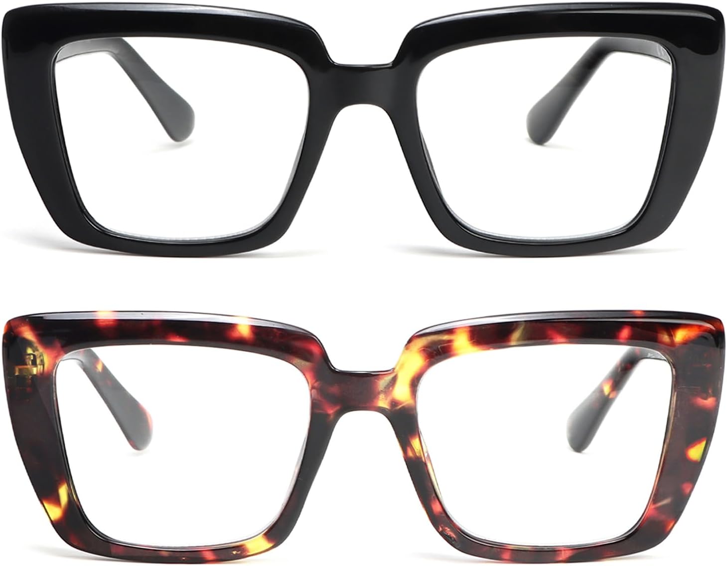 2 Pack Reading Glasses Women Blue Light Blocking，Oversized Fashion Large with spring hinge Eyeglasses