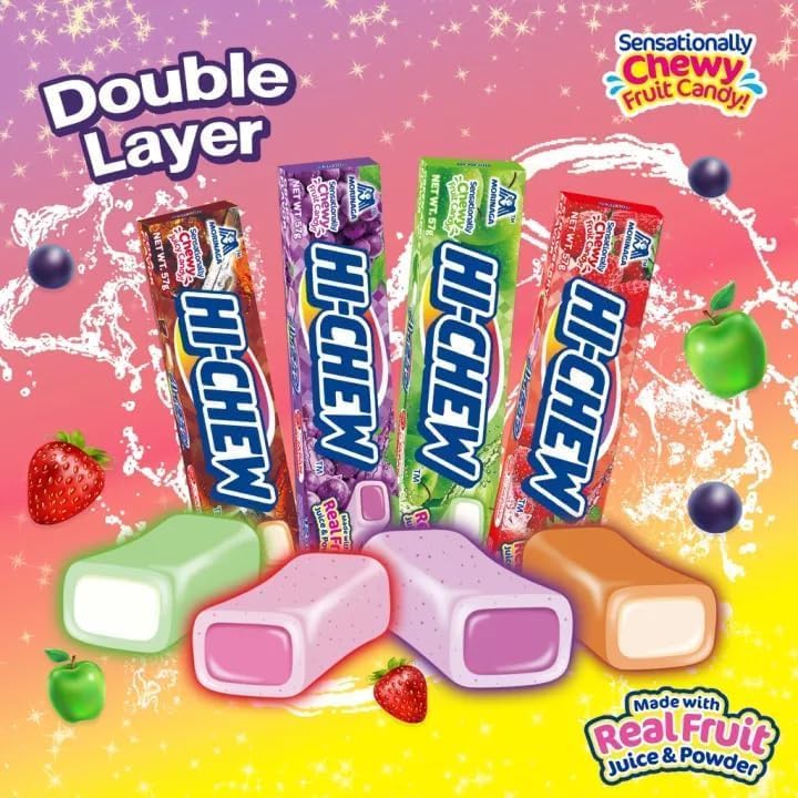 Japanese Candy Variety Pack (5 Assorted Flavors) | Sweet and Sour (Pineapple), Carbonated Cola, Grape, Strawberry, Green Apple