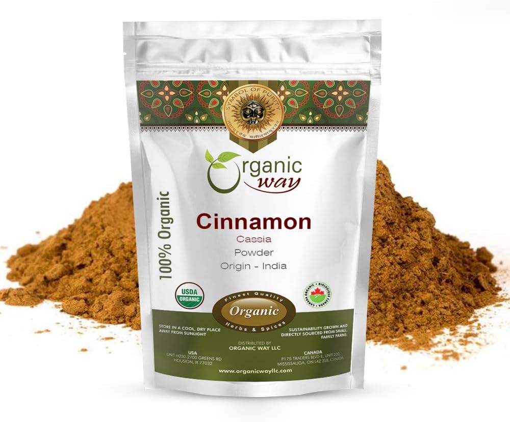 Organic Way Premium Cinnamon Cassia Powder (Cinnamomum cassia) - Adds Flavour & Aroma | Organic & Kosher Certified | Vegan | Raw, Non GMO & Gluten Free | USDA Certified | Origin - India (1LBS / 16OZ)