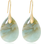 Natural Stone Earrings for Women Boho Dangle Drop Earrings Gemstone Fishhoop Statement Gold Earring