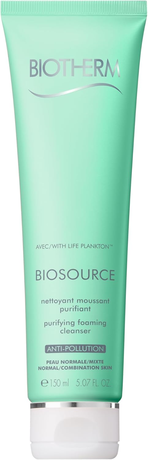 Biotherm Biosource Purifying Foaming Cleanser, Tonifying and Exfoliating Cleansing Gel with Biotech Plankton & Zinc for Radiant Skin, Toner, Gel, 5.1 Fl. Oz.