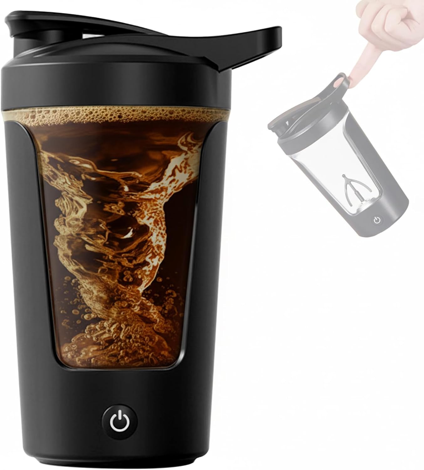 VEREMUND Electric Shaker Bottle, 15oz Portable Coffee Bottle, Leak proof Protein Mixing Cup, USB Rechargeable Shaker Cups for Protein,Milk,Meal Replacement Shakes, Made with Tritan