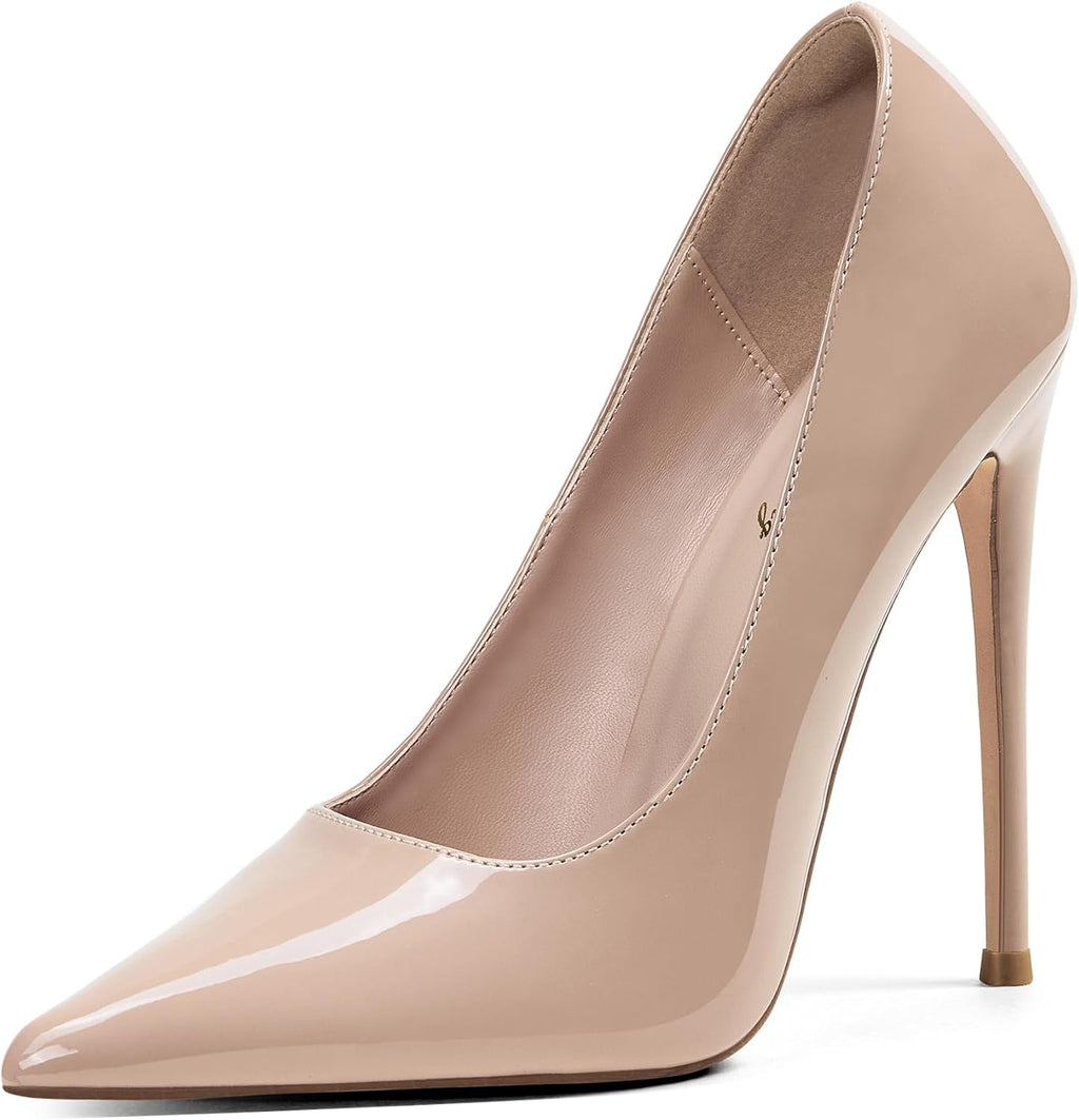 Elisabet Tang Women's High Heels Pumps Closed Pointed Toe Stiletto 4inch Heels Classic Office Special Dressy Wedding Pump Shoes