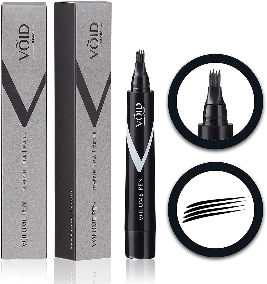 VOID Homme Beard Pen Filler for Men (Black) Instant Beard Pen Kit & Filler Beard Pencil, Easy Beard Pen Liner, Beard Filler Pen for Beard Filling Pen Kit & Beard Marker, Waterproof Beard Pen
