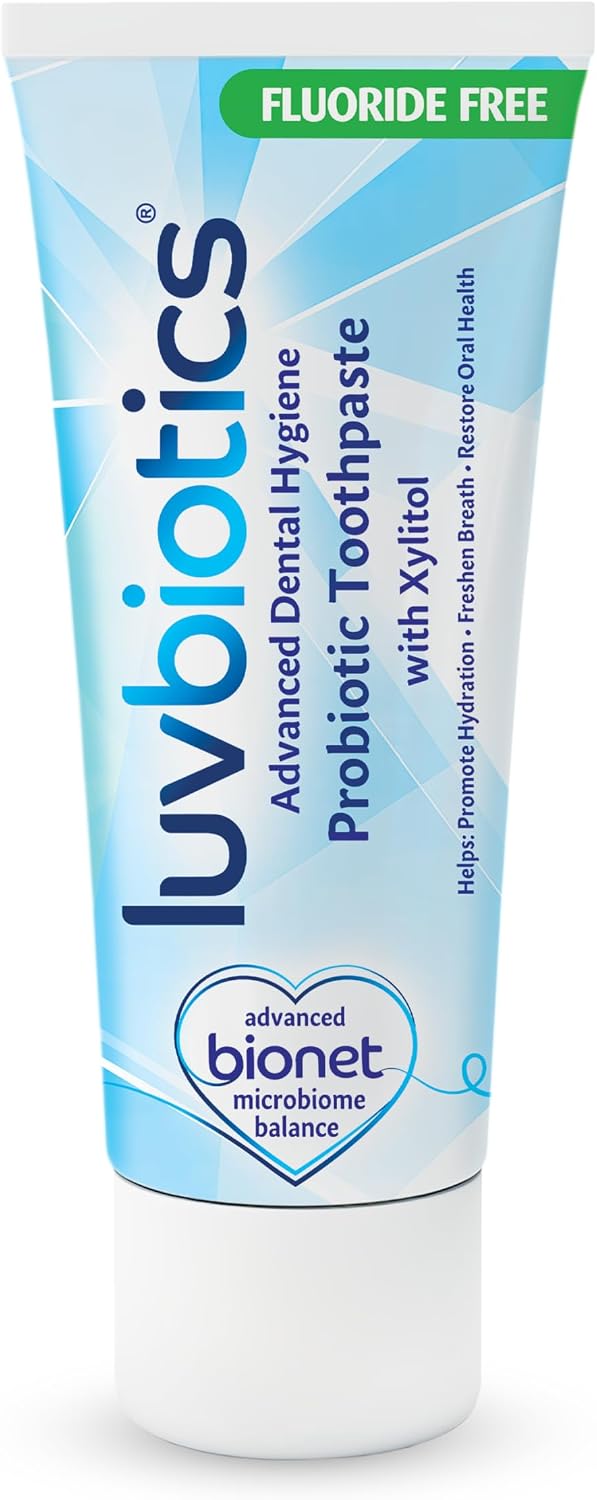 Luv Biotics Flouride Free Toothpaste with Oral Probiotics, Xylitol & Aloe Vera for Fresh Breath, Cavity Protection, Microbiome Support - 75ml