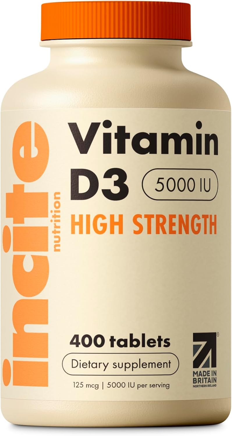 Incite Nutrition Vitamin D 5000 iu - 400 Premium Vitamin D3 Easy-Swallow Micro Tablets - High Strength Cholecalciferol VIT D3 5000iu - Vegetarian Supplement - Made in The UK