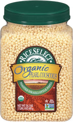 RiceSelect Organic Pearl Couscous, Israeli Couscous, Non-GMO, 24.5 oz (Pack of 4 Jars)