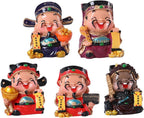 Garneck 5pcs Chinese New Year Party Decoration Resin God of Wealth Miniatures Figurine Small God of Fortune Statue Fengshui Miniature Decor for Office Home New Year Party Suppiles