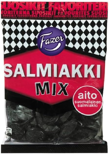 10 Bags x 180g of Fazer Salmiakki Mix - Original - Finnish - Salty Liquorice - Licorice - Salmiak - Wine Gums - Candies - Sweets