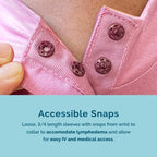 KickIt Hospital Gowns for Women with Snaps Sleeves for IVs, Chemo Robe for Port Access, Mastectomy Shirt with Drain Pockets