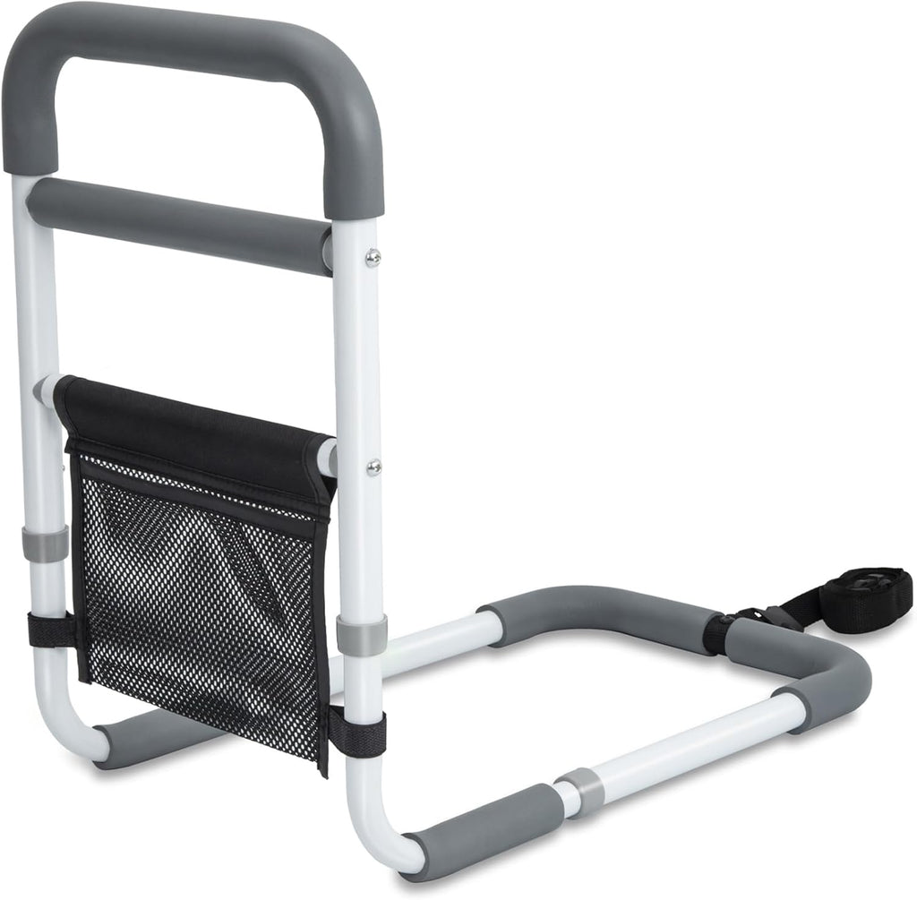 Bed Rails for Elderly Adults - 350LBS Heavy Duty Bed Assist Rail with Non-Slip Bedside Handle, Fall Prevention Safety Cane with Storage Pocket for Seniors, Fits King/Queen/Full/Twin Beds