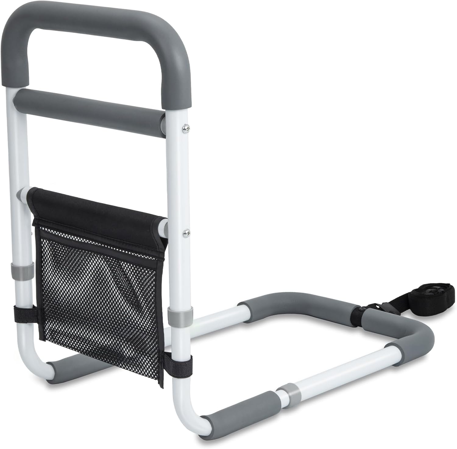 Bed Rails for Elderly Adults - 350LBS Heavy Duty Bed Assist Rail with Non-Slip Bedside Handle, Fall Prevention Safety Cane with Storage Pocket for Seniors, Fits King/Queen/Full/Twin Beds