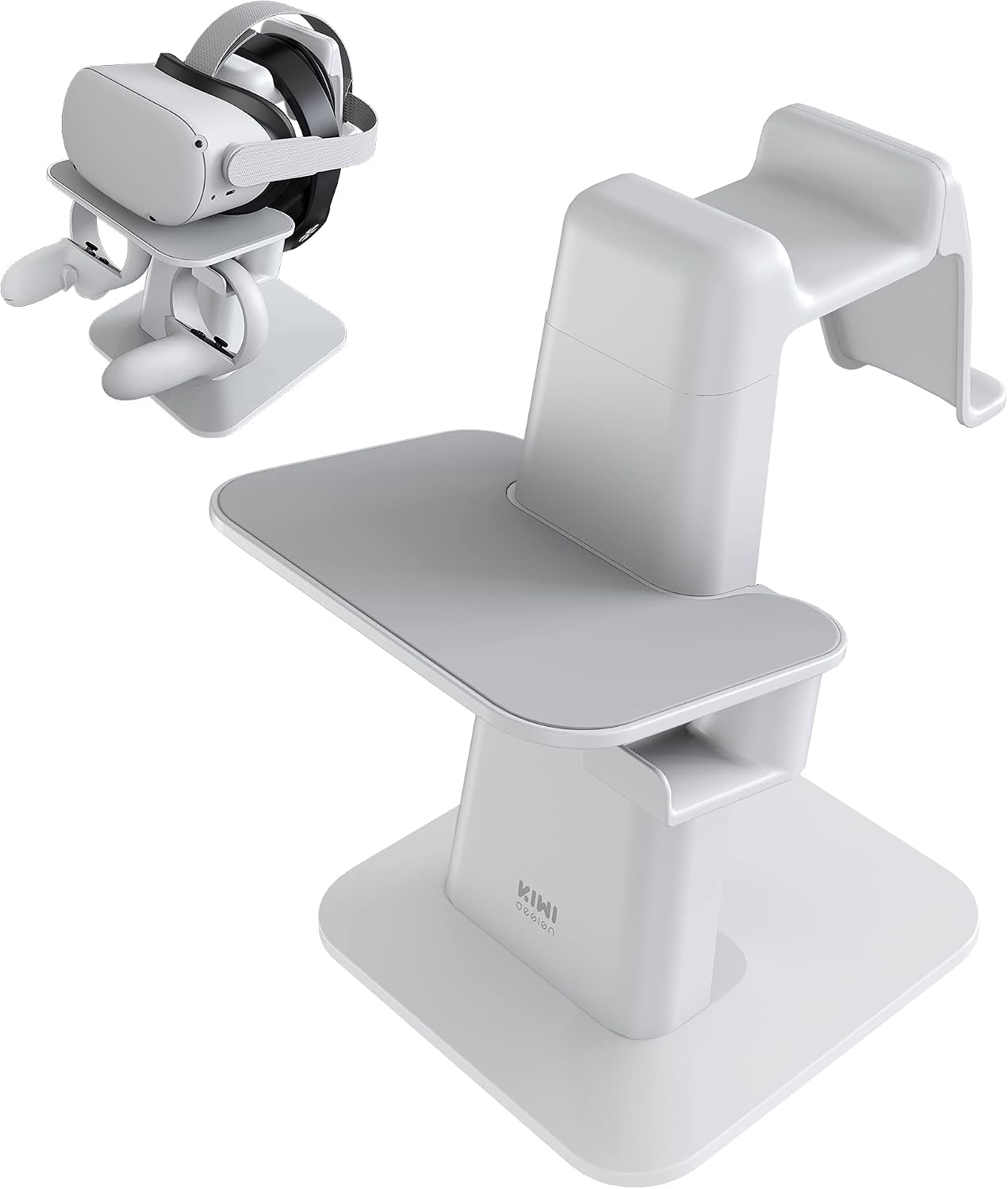 KIWI design VR Stand Accessories Compatible with Quest 2/PSVR 2/Valve Index/HP Reverb G2/ Pico 4/Quest VR Headset and Touch Controllers (Gray-White)