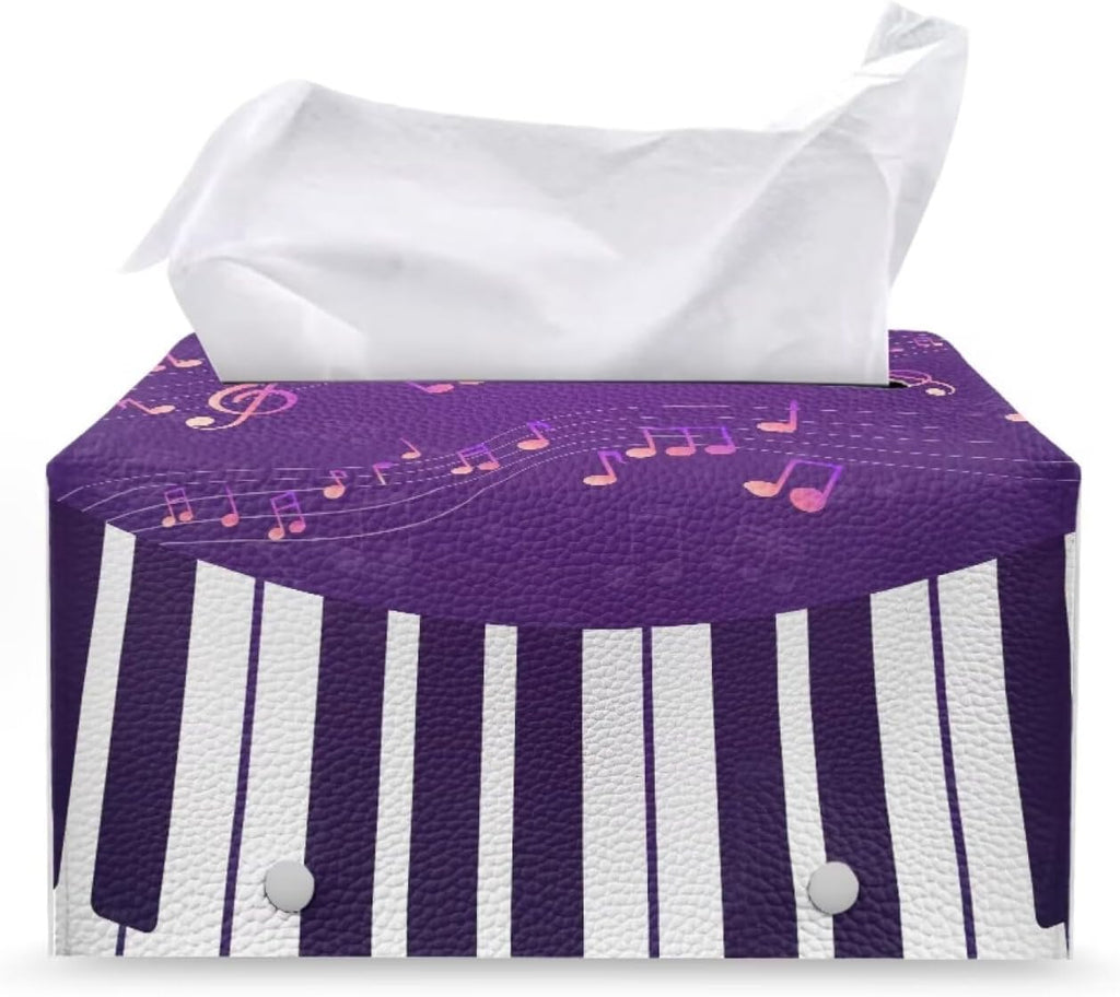 Jeiento Music Note Tissue Box Cover Christmas Tissue Holder Decorative Rectangle Facial Napkin Dispenser for Bathroom Bedroom Office,Purple