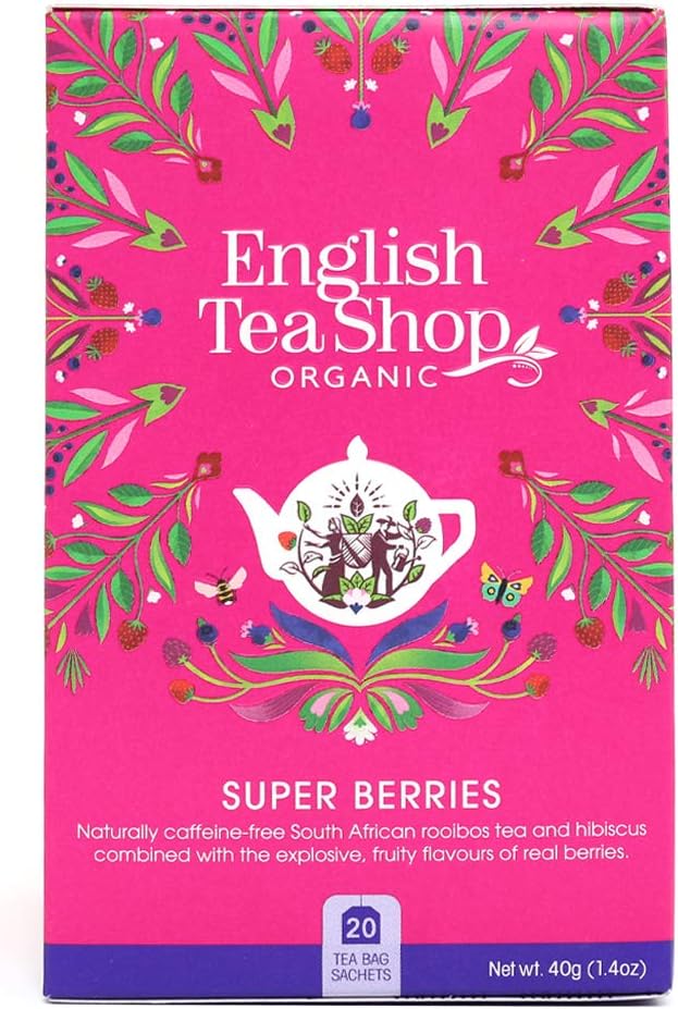 English Tea Shop Organic Super Berries - 20 Tea Bag Sachets, 40g (Pack Of 6)