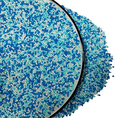 Homankit White and Blue Nonpareils Sprinkles Edible Cookie Decorations Mini Pearls for Decorating Cake, Baking, Cupcake Toppers, Ice Cream, Donuts 3.88 Ounce