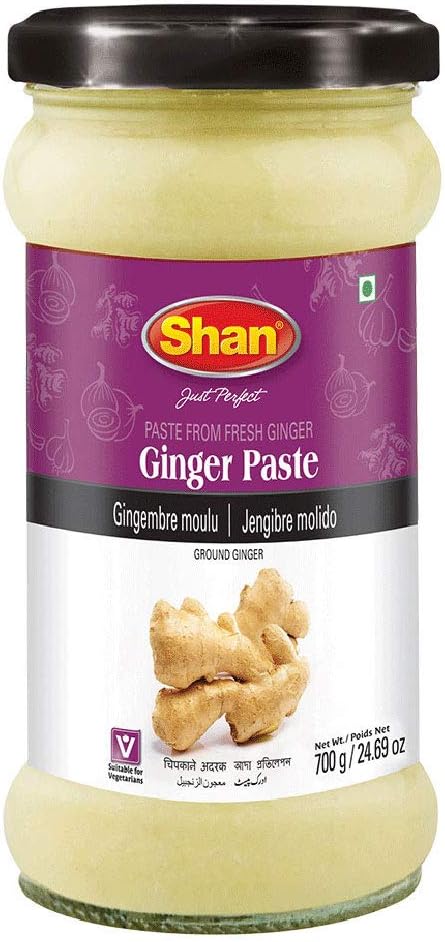 Shan Ginger Paste 24.69 oz (700g) - Traditional Taste Enhancing Minced Ginger Cooking Paste from Fresh Ground Ginger - Vegan - Airtight Glass Jar