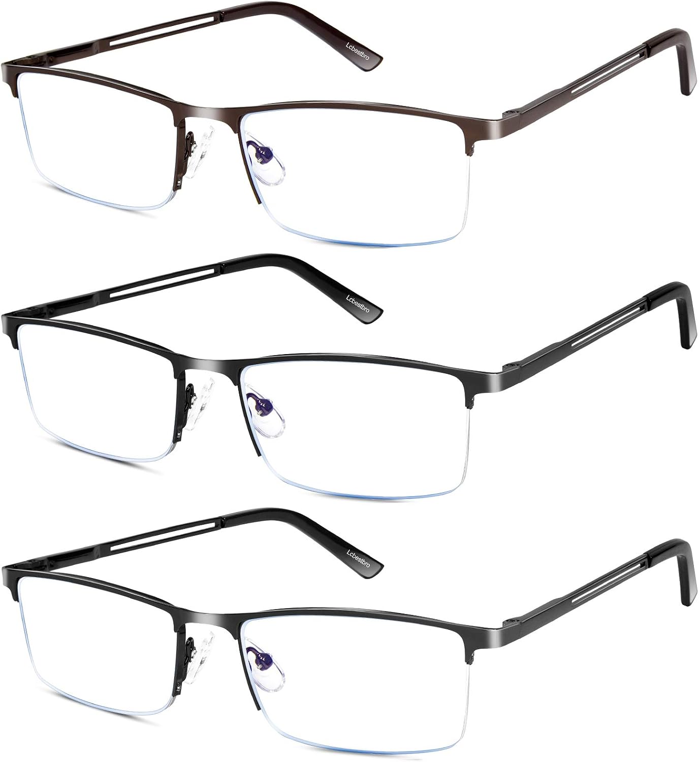 Lcbestbro Reading Glasses for Men, 1.5 Blue Light Blocking Reading Glasses Metal Readers