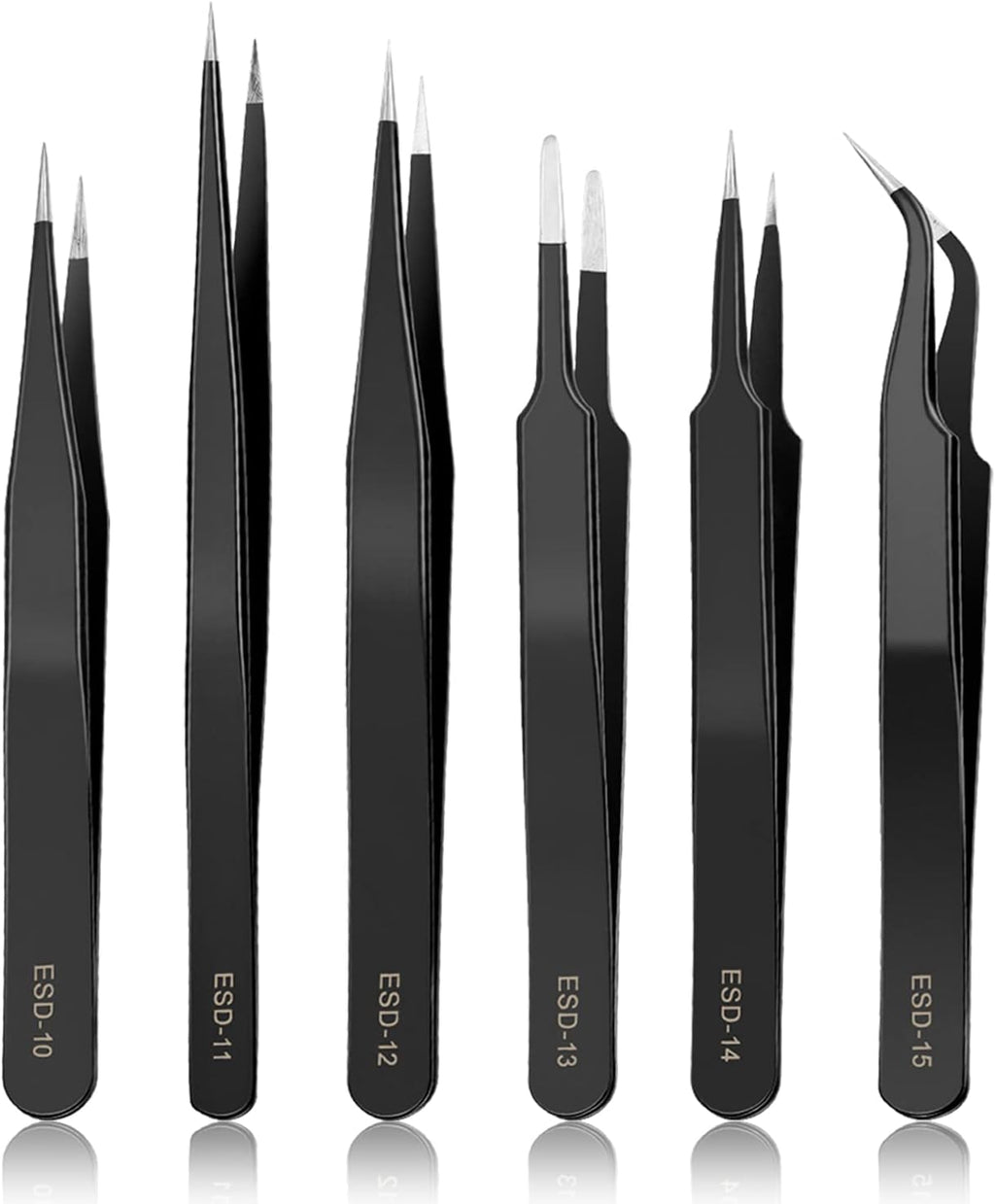 YHYZ 6pcs Precision Tweezers Set, Premium Anti-Static Stainless Steel ESD Tweezers Set Kit for Electronics, Sodlering，Jewelry, Craft, Laboratory Work, DIY