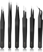 YHYZ 6pcs Precision Tweezers Set, Premium Anti-Static Stainless Steel ESD Tweezers Set Kit for Electronics, Sodlering，Jewelry, Craft, Laboratory Work, DIY