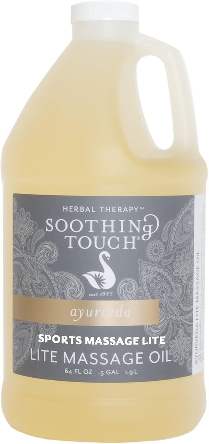 Soothing Touch Sports Massage Lite Oil, 1/2 Gallon, Deep Penetration, Quick Absorption, Peppermint, Eucalyptus, Clove, Leaves No Residue, Soft, Moisturized Skin