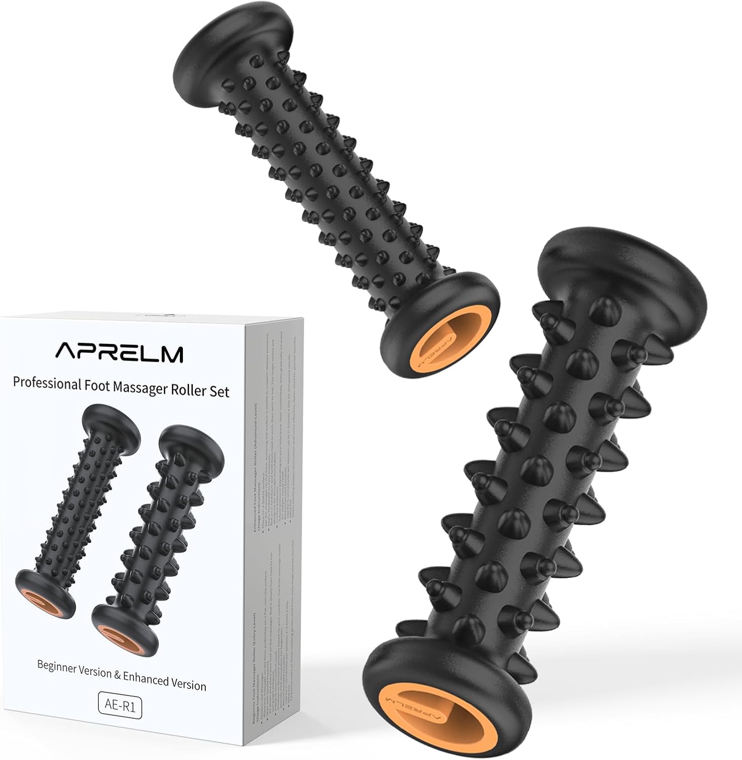 APRELM Foot Massager Roller Set for Plantar Fasciitis Relief, Professional 2-Pack (Beginner & Enhanced), Foot Roller for Mom and Dad