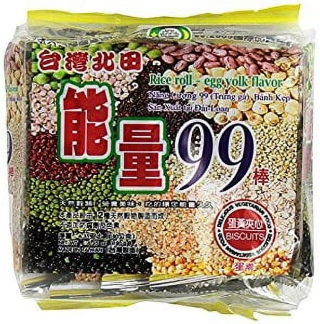 All natural Pei Tien Energy 99 rice cake roll 6.35oz (Egg Yolk Flavor, 4 Packs)