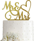 Mr and Mrs Cake Topper, Bride and Groom Sign Wedding / Engagement Cake Toppers Decoration, Gold Glitter Acrylic
