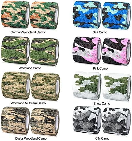 FRESINIDER 16 Rolls Self Adhesive Wrap Athletic Tape Gauze,Medical Bandage,Breathable Elastic Cohesive Bandage for Sports Injury & Pet (Camo)