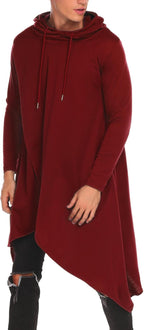 COOFANDY Men's Hooded Poncho Cape Cloak Casual Asymmetric Hem Hoodie Sweatshirts
