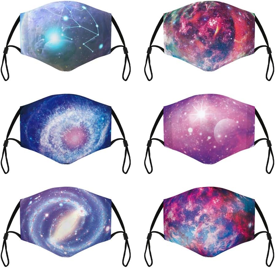 6 Pack Cloth Face Masks for Adults, Adjustable Washable Reusable Women Men Fashion Face Protection Cover