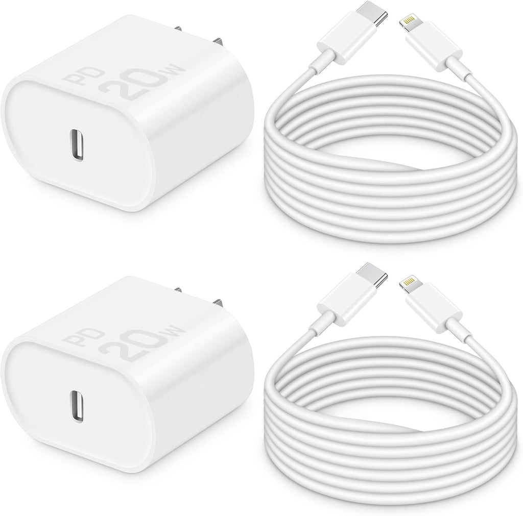 CXX 10FT Charger for iPhone 20W Fast Charging [MFi Certified, 2-Pack] USB-C PD Block & Extra Long Cable Compatible with iPhone 14/13/12/11/Pro/Plus/Max/Mini/SE, iPad & More