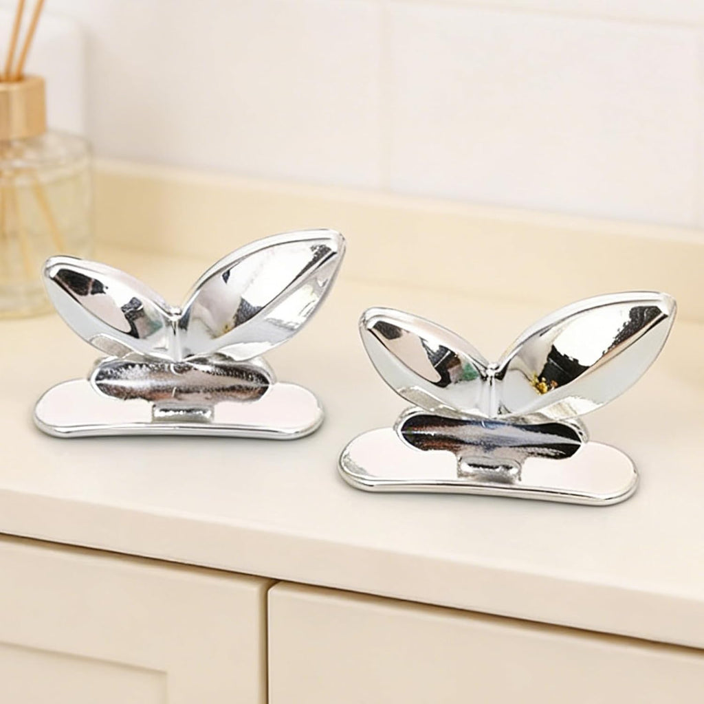 2 Pcs Toilet Seat Lifter Handle Sanitary Commode Lid Lifter Self Adhesive Seat Cover Lifting Tab Bathroom Accessories Avoid Touching Silver (Pack of 2)