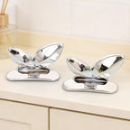 2 Pcs Toilet Seat Lifter Handle Sanitary Commode Lid Lifter Self Adhesive Seat Cover Lifting Tab Bathroom Accessories Avoid Touching Silver (Pack of 2)