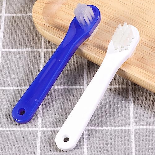 Beaupretty Denture Cleaning Brush Double Heads Portable Toothbrush Soft Bristles Compact 4.33 Inch Manual Brush for Travel and Daily Denture Care