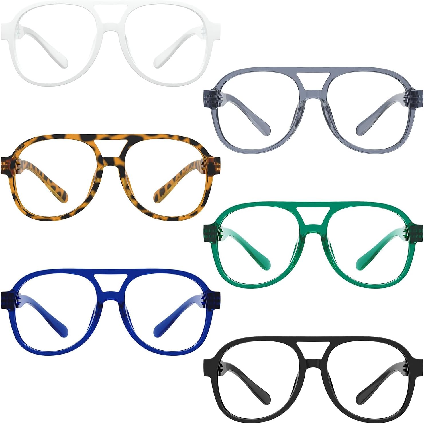 Eyekepper Pilot Reading Glasses for Men Women with Metalless Screwless Spring Hinge - 6 Pack Oversize Readers +0.75