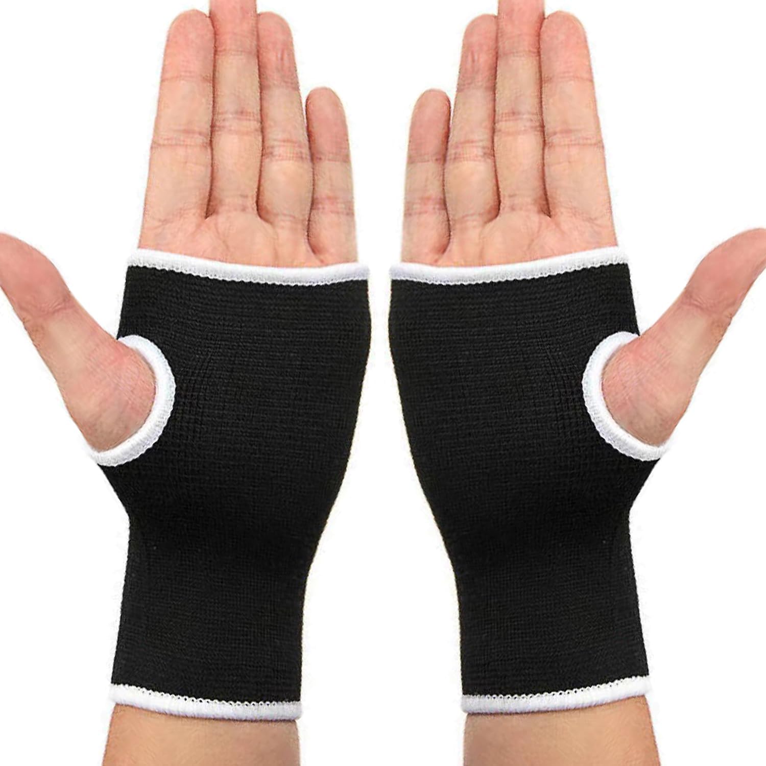 Palm Brace Wrist Compression Sleeves, Everyday Use Wrist Brace, Compression Carpal Tunnel for Wrist Pain Relief, Fitness Gloves, Sports compression Glove, Wrist guard for Men and Women (White edged Black)