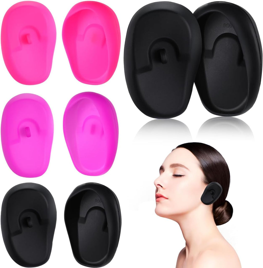 FOMIYES 4 Pairs Waterproof Silicone Ear Covers - Heat Resistant Ear Protectors for Hair Dye and Salon Treatments (Reusable, Random Colors)