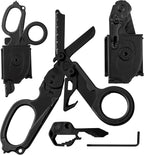 Heavy Duty 6 in 1 Multipurpose Emergency Trauma Shears Scissors with Holster, Outdoor Camping Rescue Tools with Glass Breaker, Strap Cutter Stainless Steel Foldable Scissors Pliers