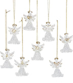Kurt Adler Clear Glass Angel Ornament, 1.57-Inch, Set of 8