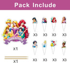 25Pcs Princess Cake Decorations with 24pcs Cupcake Toppers 1pcs Cake Topper for Princess Themed Birthday Party Supplies