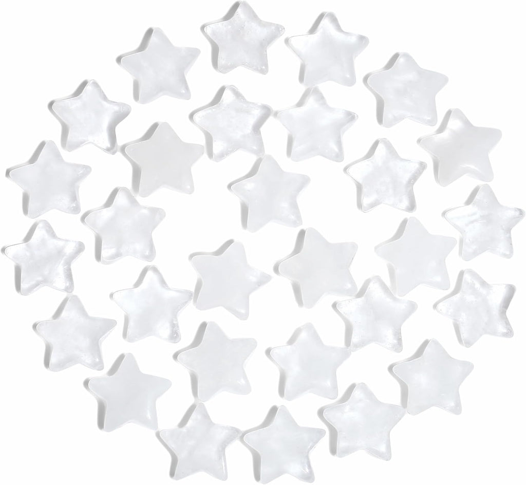 QINJIEJIE 20 PCS Clear Quartz Star Crystals Healing Stones Polished Crystal Cute Mini Pocket Stone Star Shaped Gemstones Set Bulk Wholesale Reiki Energy Balancing Thanksgiving Day Gift for Women