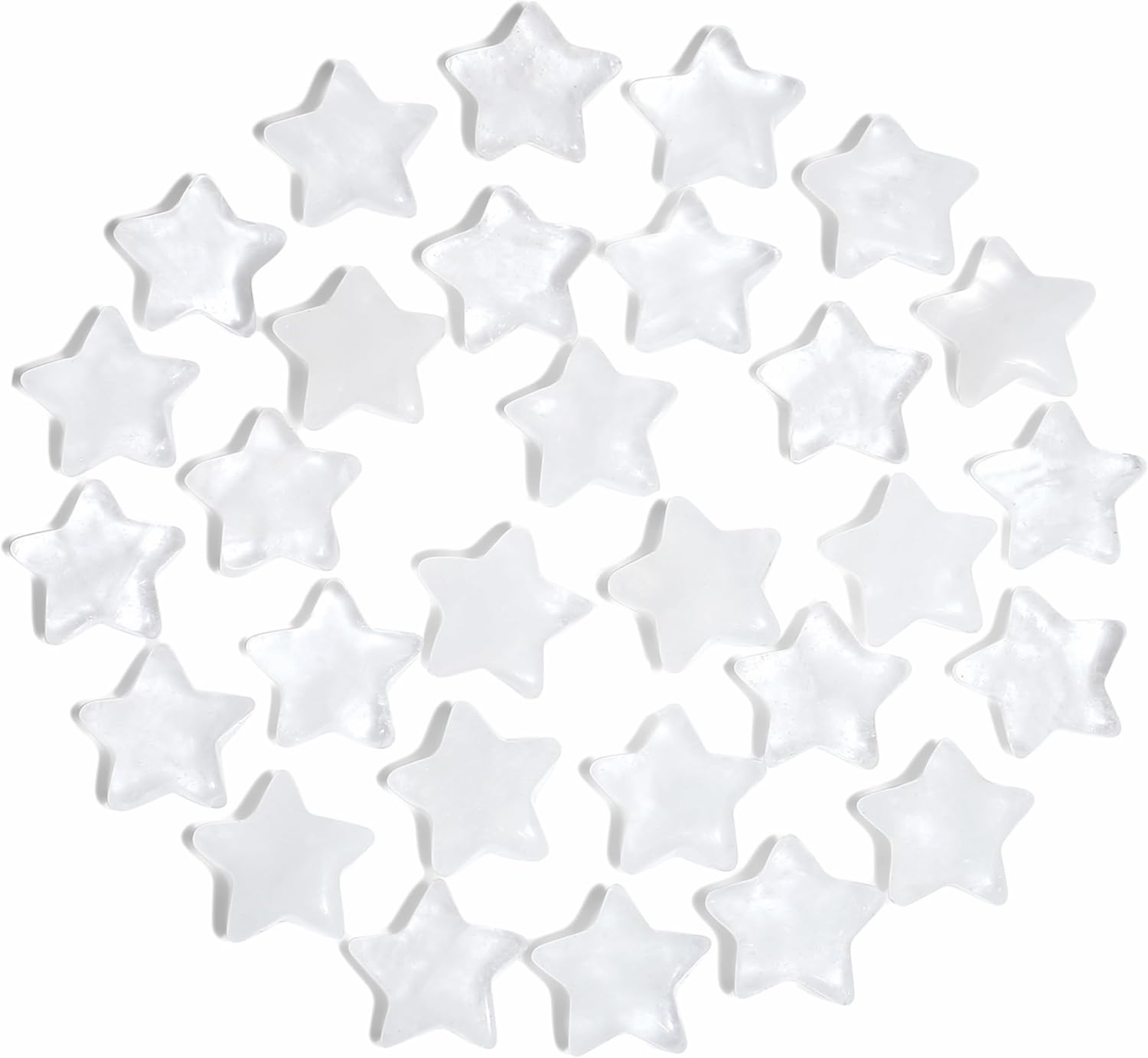 QINJIEJIE 20 PCS Clear Quartz Star Crystals Healing Stones Polished Crystal Cute Mini Pocket Stone Star Shaped Gemstones Set Bulk Wholesale Reiki Energy Balancing Thanksgiving Day Gift for Women