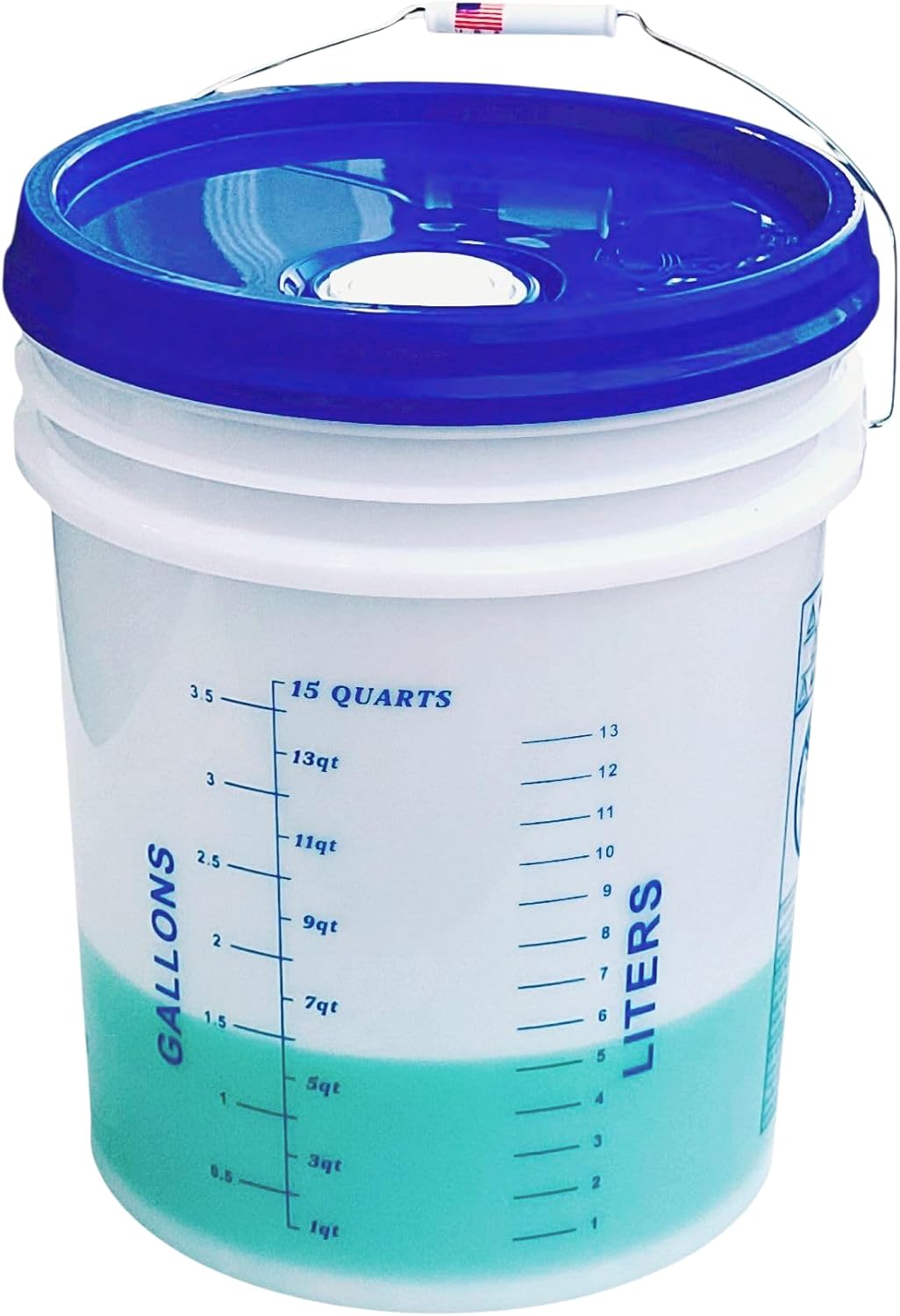 5 Gallon Measuring Mixing Graduated Bucket Pail Food Grade Leakproof Spout Lid Chemical Heat & Impact Resistant BPA Free Storage Alloy Handle Thickened HD Polypropylene Premium Quality FDA Compliant