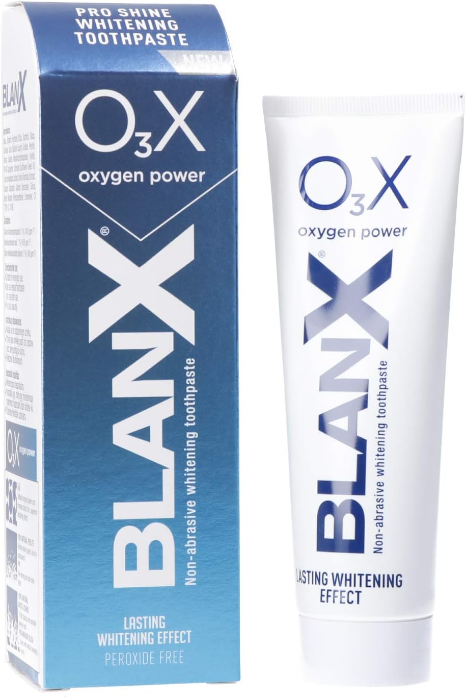 BlanX Pro Shine Whitening O3X Oxygen Power Non-Abrasive Peroxide Free Toothpaste - 75ml (Pack of 3)