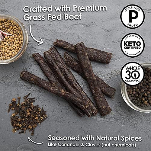 Ayoba Traditional Droewors Grass Fed Beef Paleo Sticks (2 Ounce, Pack of 1) - Keto Friendly, Air-Dried Beef Protein Snacks - Low Carb, Gluten Free, Nitrate Free, No Sugar, Meat Snacks