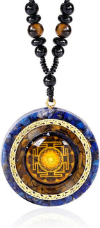 Day Day Up Orgonite Necklace - Sri Yantra Rotatable Pendant For Anti Stress Anxiety & Meditation - Malachite And Tiger Stone For Spiritual Healing & Positive Energy